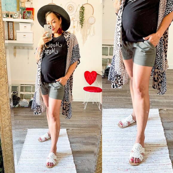 OLIVE Cotton Drawstring Shorts - Picture 4 of 8